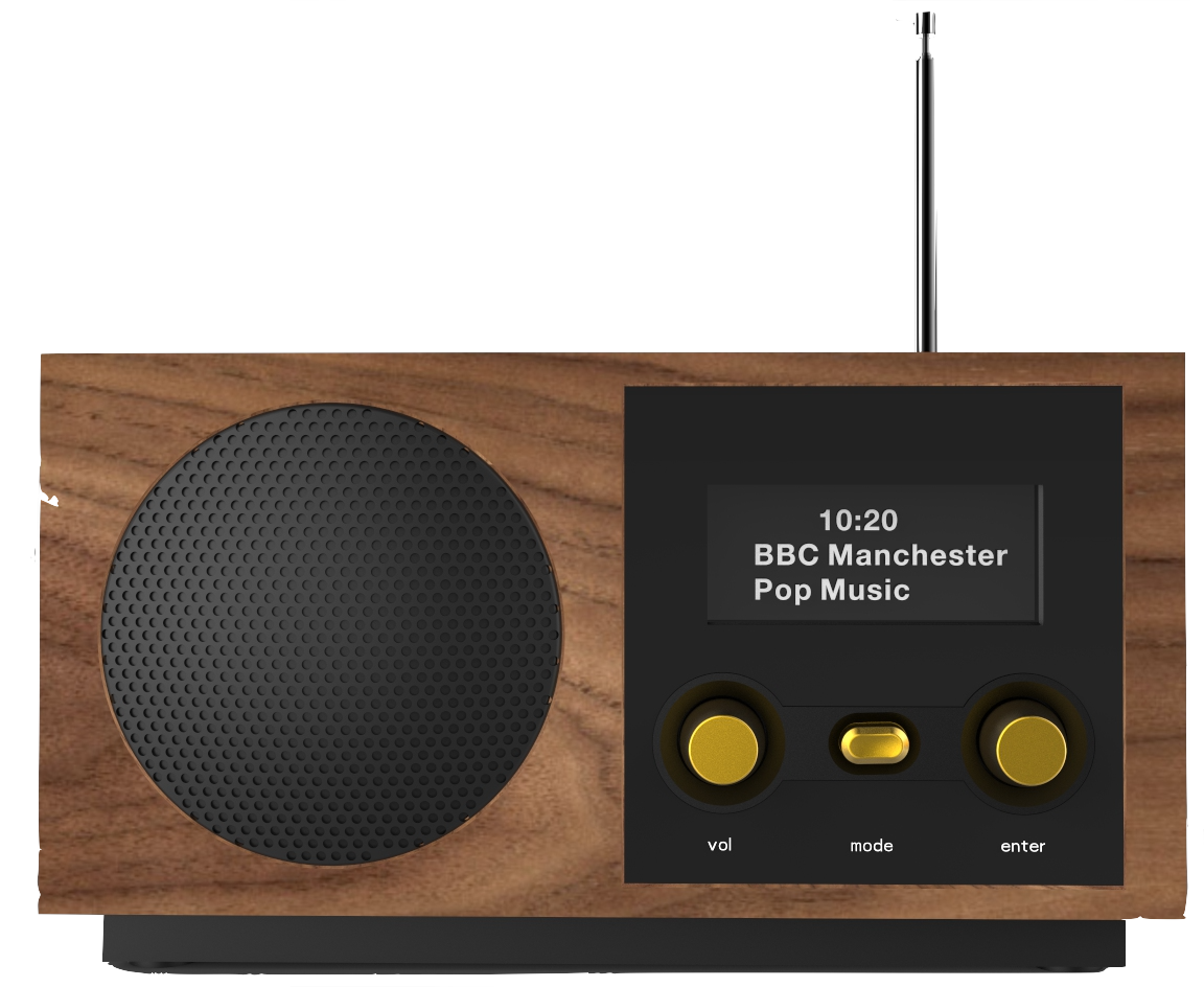 R2 DAB Radio Walnut Front